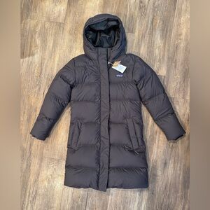 NWT Patagonia Girls Silent Down Parka Puffer Coat, Ink Black, Sz XL (14) Soft